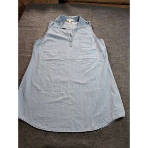 Sauci Denim Chambray Shirt Dress Womens XL Sleeveless Blue Tunic Pocket Casual